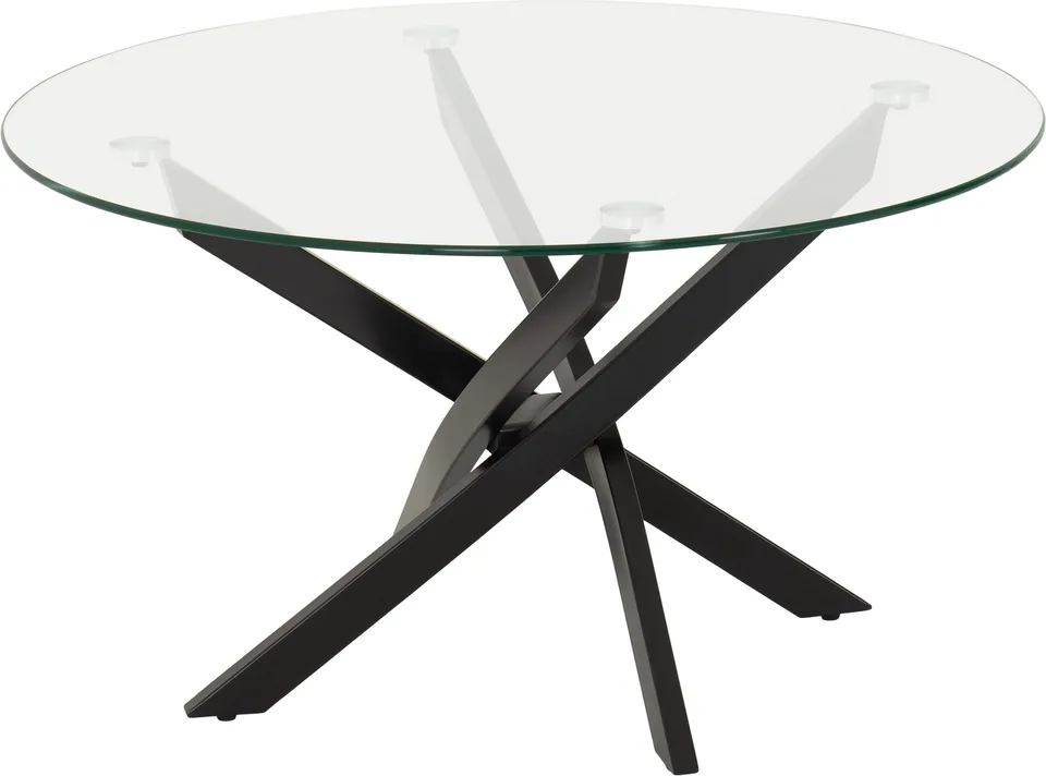 Sheldon Round Coffee Table - Clear Glass/Black