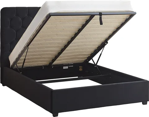 Madison Ottoman 4'6" Bed - Black Velvet Fabric