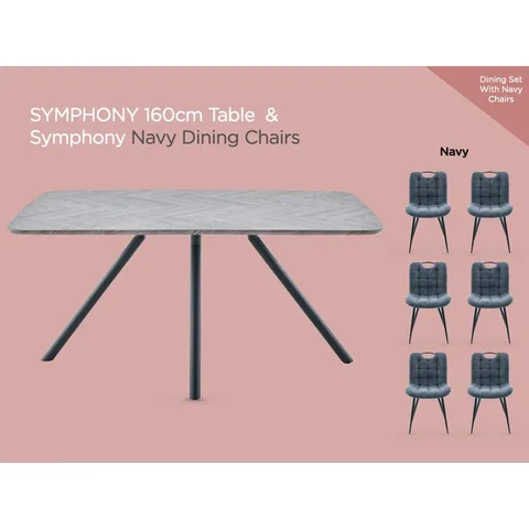 Symphony 160cm Dining Set - Navy Dining Chairs
