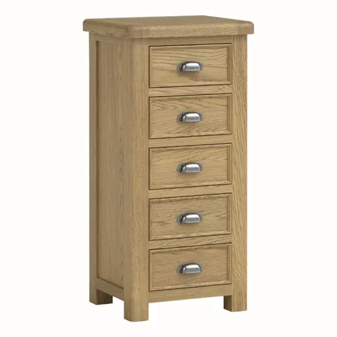 Dorchester Oak 5 Drawer Narrow Chest