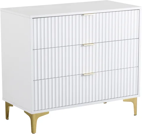 Miami 3 Drawer Chest - White/Gold