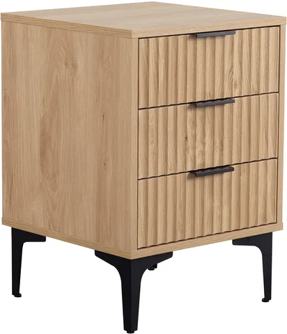 Miami 3 Drawer Bedside - Oak Effect/Black