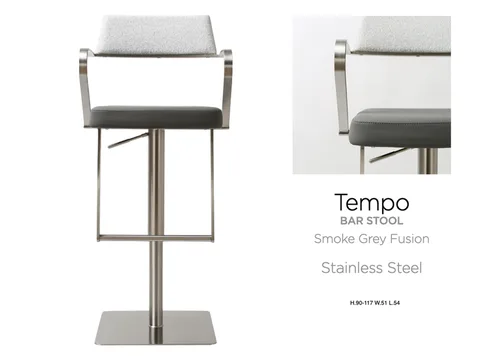 Tempo Barstool S/Steel Smoke Grey Fusion
