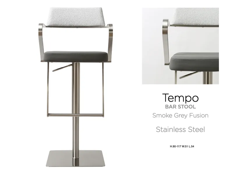 Tempo Barstool S/Steel Smoke Grey Fusion