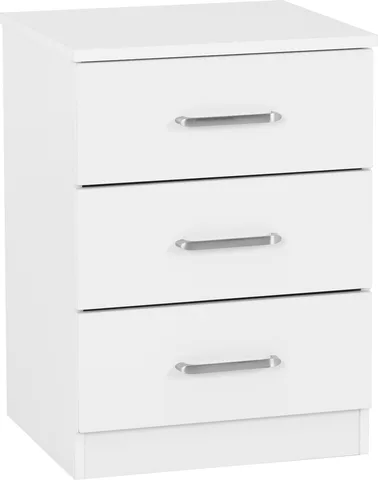 Dakota 3 Drawer Bedside - White
