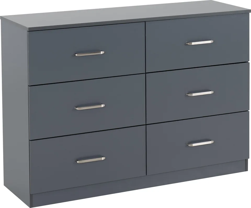 Dakota 6 Drawer Chest - Dark Grey