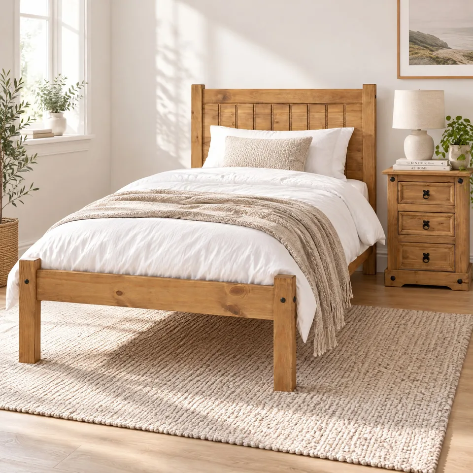 Maya 3' Bed - Distressed Waxed Pine