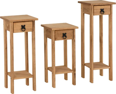 Corona Plant Stands (Set Of 3) - Distressed Waxed Pine