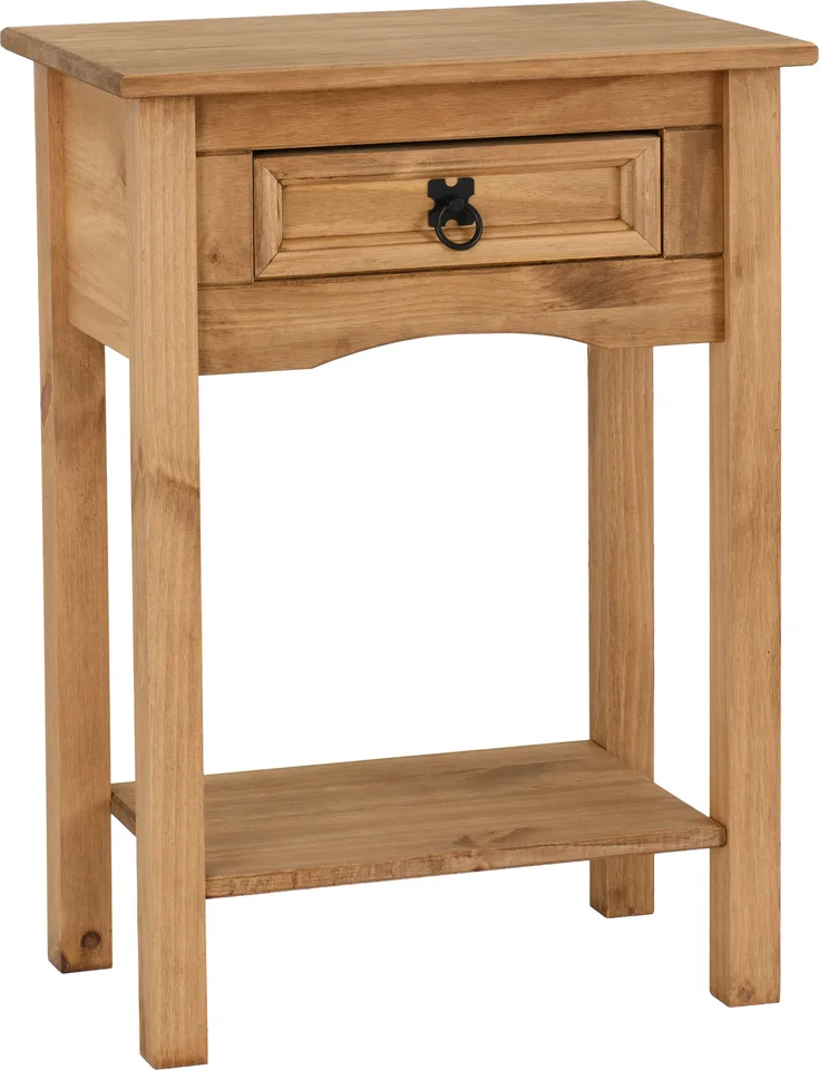 Corona 1 Drawer Console Table With Shelf - Distressed Waxed Pine