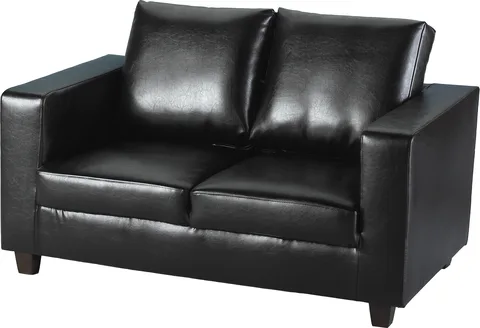 Tempo Two Seater Sofa-In-A-Box - Black Faux Leather