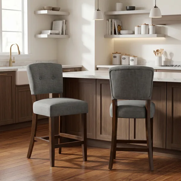 Oakridge Counter Stool - Grey Fabric Dark Oak