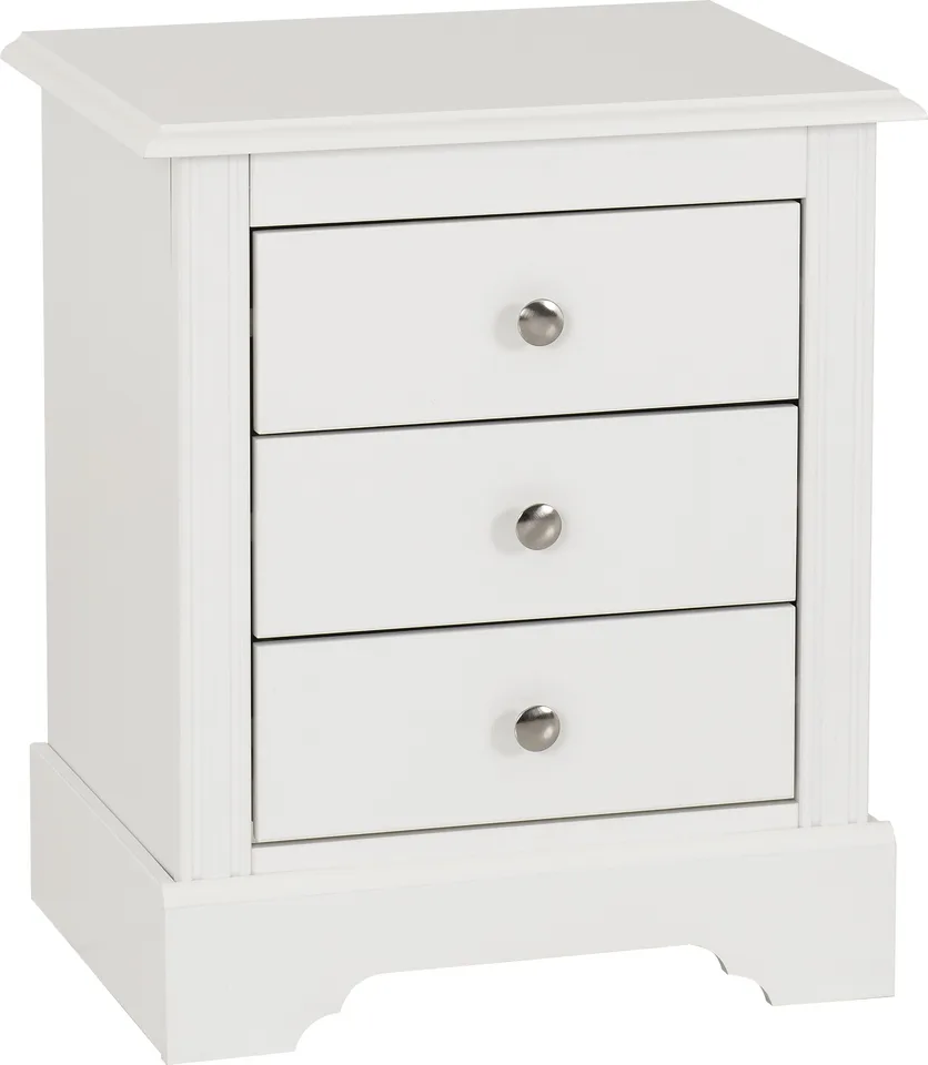 Stratford 3 Drawer Bedside - White