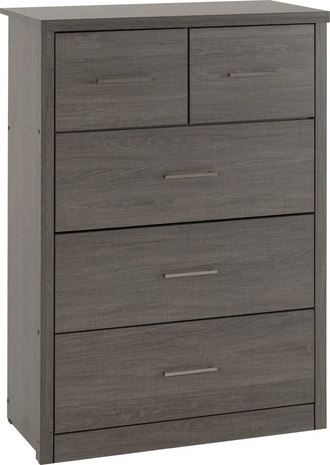 Lisbon 3+2 Drawer Chest - Black Wood Grain