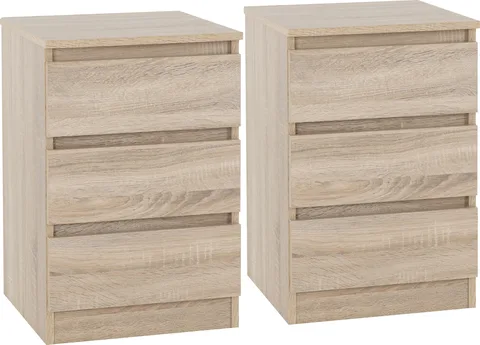 Malvern 3 Drawer Bedside (Pair) - Sonoma Oak Effect