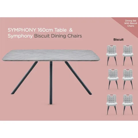 Symphony 160cm Dining Set - Biscuit Dining Chairs