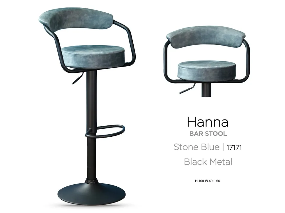 Hanna Bar Stool Stone Blue