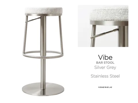 Vibe Barstool S/Steel Silver Grey