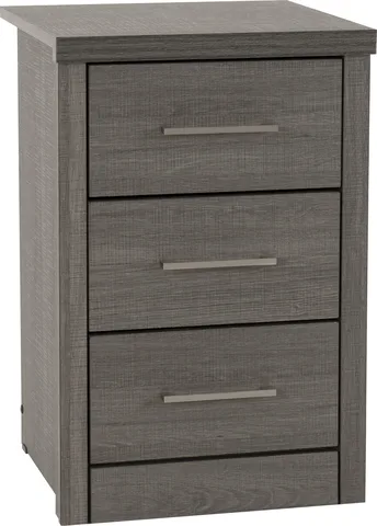 Lisbon 3 Drawer Bedside - Black Wood Grain