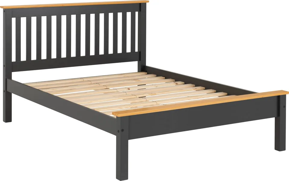 Monaco 5' Bed Low Foot End - Dark Grey/Oak Effect