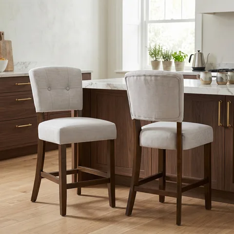 Oakridge Counter Stool - Beige Fabric Dark Oak