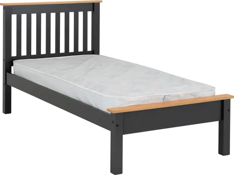 Monaco 3' Bed Low Foot End - Dark Grey/Oak Effect