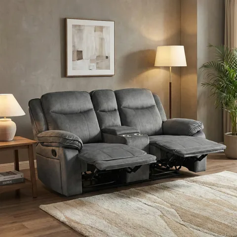 Clayton 2 Seater with Console Recliner Grey