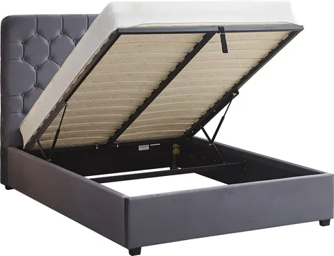 Madison Ottoman 4'6" Bed - Grey Velvet Fabric