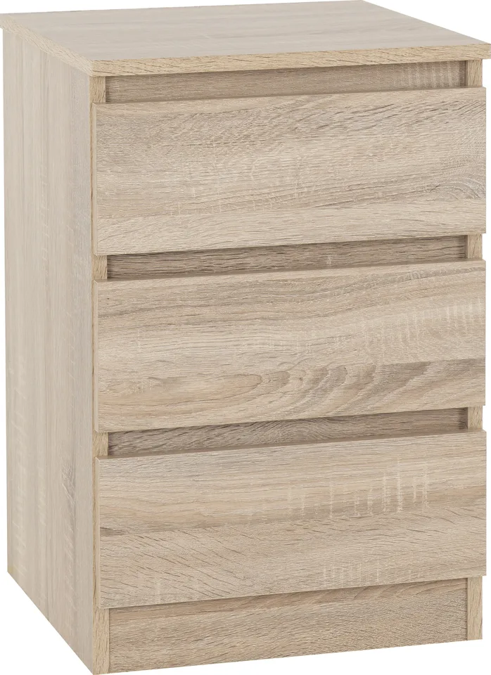 Malvern 3 Drawer Bedside - Sonoma Oak Effect