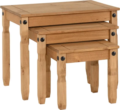 Corona Nest Of Tables - Distressed Waxed Pine