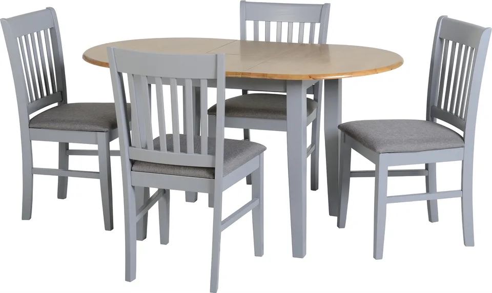 Oxford Extending Dining Set - Grey/Natural Oak/Grey Fabric