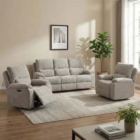 Knightsbridge Electric Reclining Suite Fossil 3+1+1