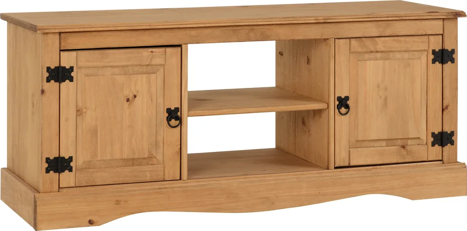Corona 2 Door 1 Shelf Flat Screen Tv Unit - Distressed Waxed Pine