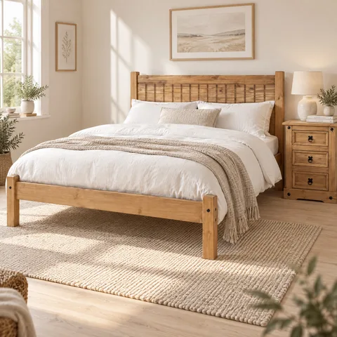 Maya 4' Bed - Distressed Waxed Pine
