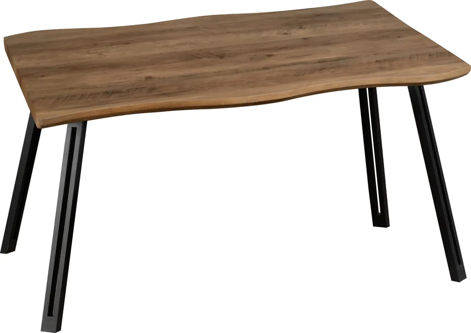 Quebec Wave Edge Dining Table - Medium Oak Effect/Black