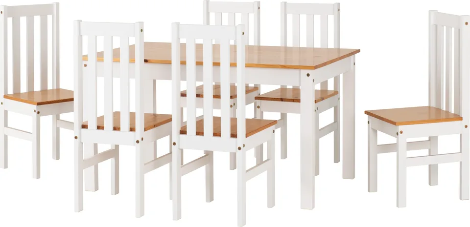 Ludlow 1+6 Dining Set - White/Oak Lacquer