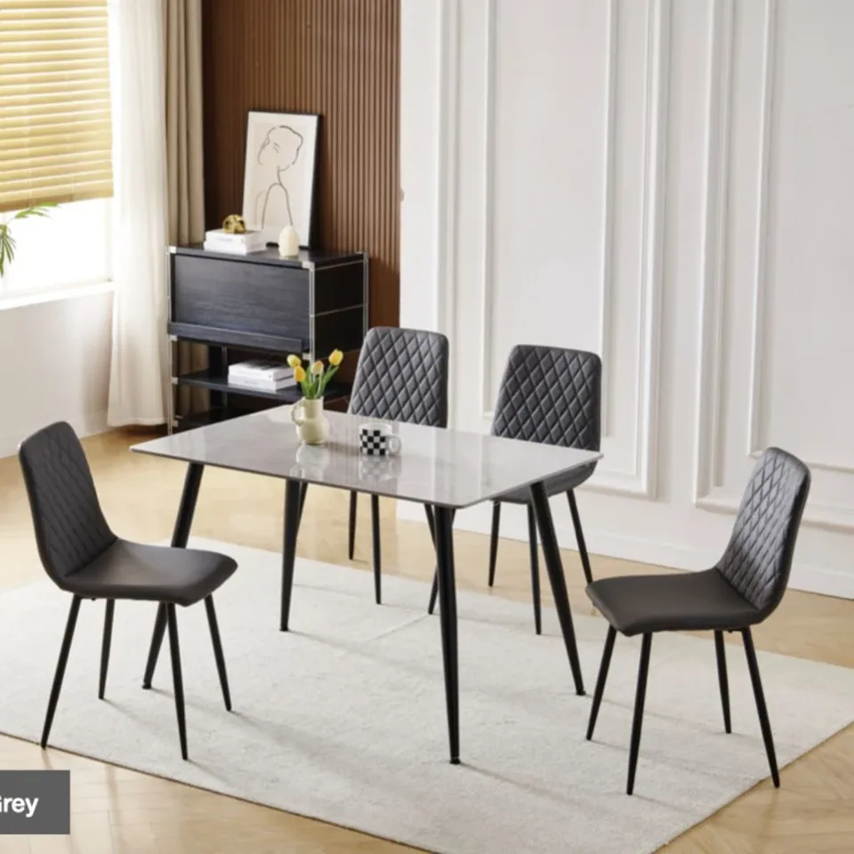 Argenta 120cm Dining Set - Dark Grey Chairs