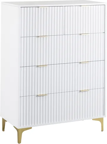Miami 3+2 Drawer Chest - White/Gold