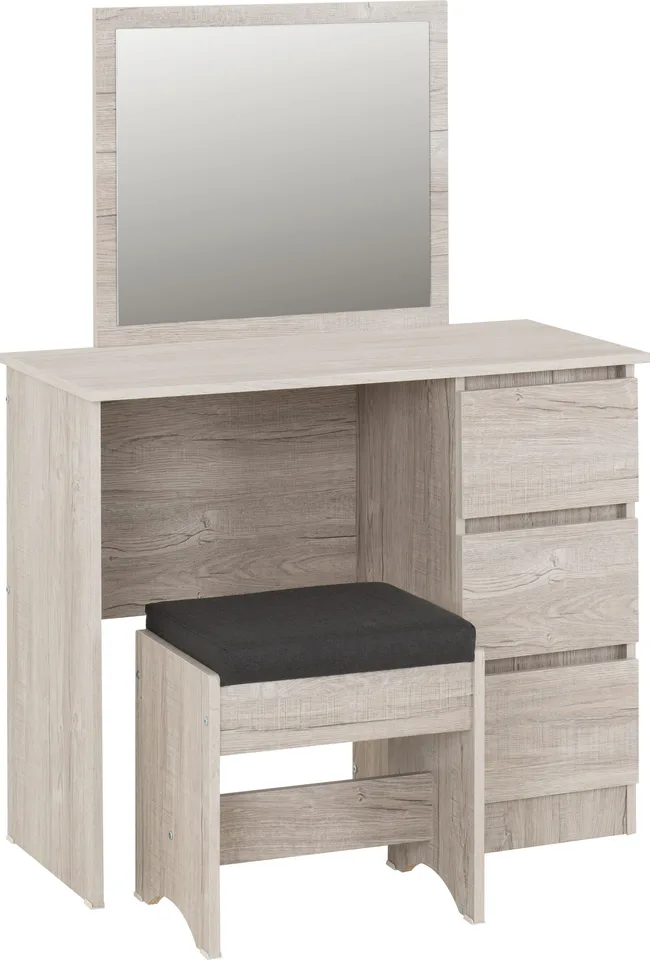 Malvern 3 Drawer Dressing Table Set - Urban Snow/Steel Fabric