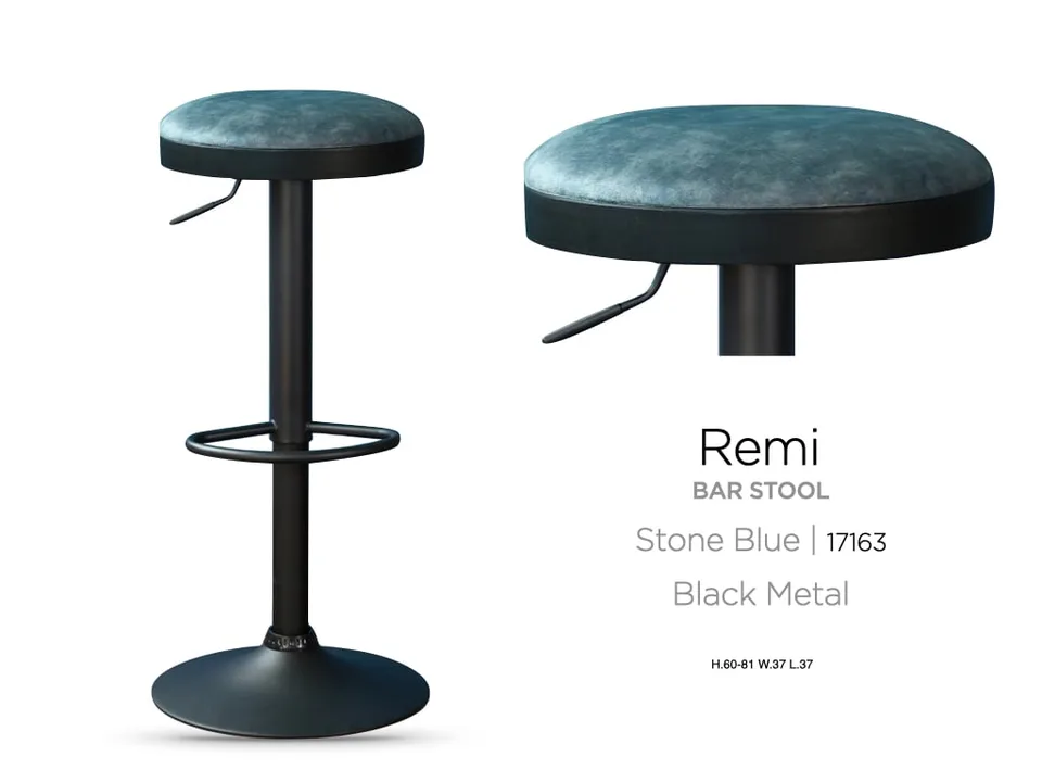 Remi Bar Stool Stone Blue