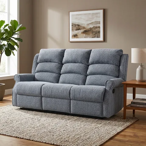 Windsor 3 Seater Manual Recl Steel Blue