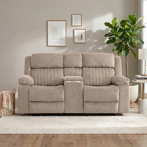 Morgan 2 Seater Recliner With Console Taupe