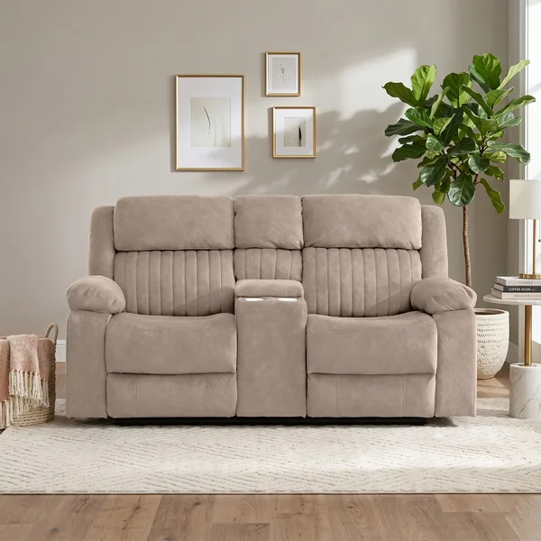 Morgan 2 Seater Recliner With Console Taupe