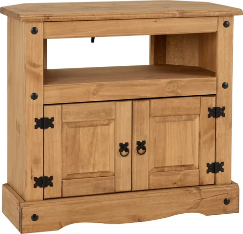Corona Corner Tv Cabinet - Distressed Waxed Pine