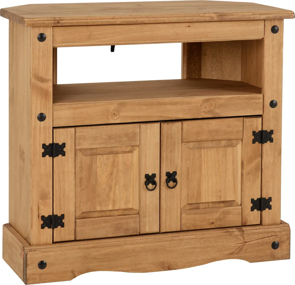 Corona Corner Tv Cabinet - Distressed Waxed Pine