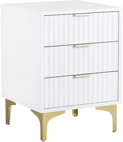 Miami 3 Drawer Bedside - White/Gold