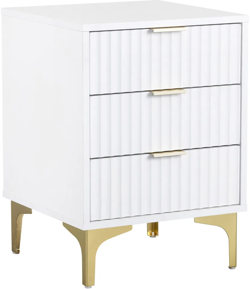 Miami 3 Drawer Bedside - White/Gold