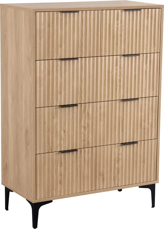 Miami 3+2 Drawer Chest - Oak Effect/Black