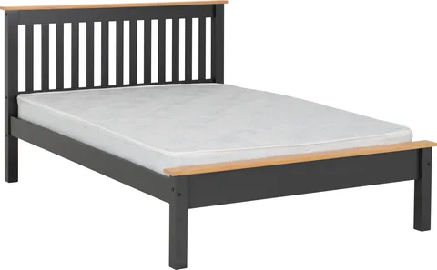 Monaco 4'6" Bed Low Foot End - Dark Grey/Oak Effect