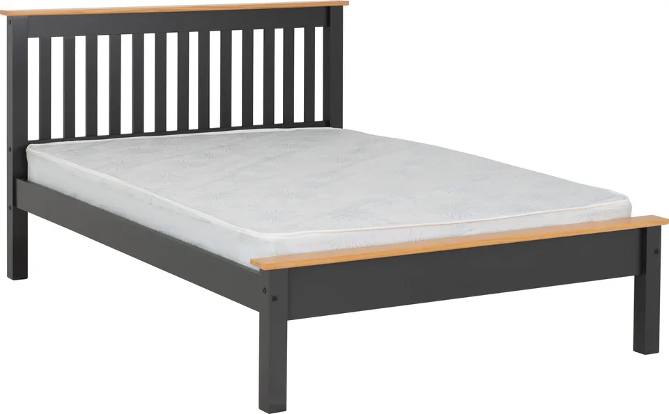 Monaco 4'6" Bed Low Foot End - Dark Grey/Oak Effect