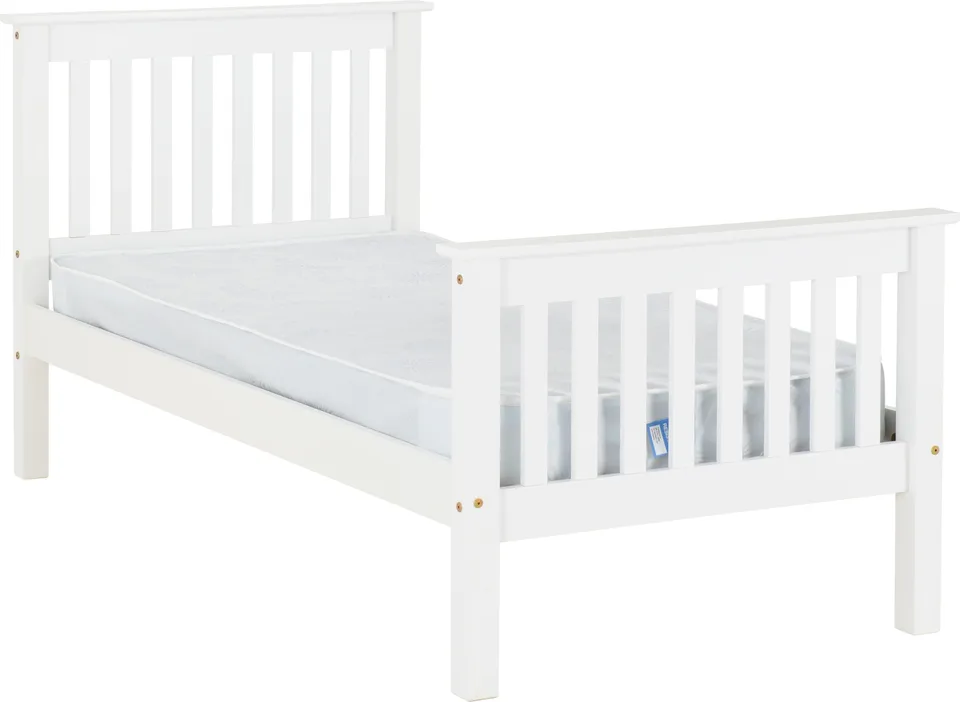 Monaco 3' Bed High Foot End - White